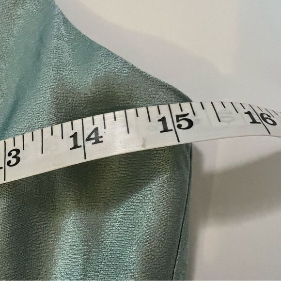 Lanston NWT Seafoam Green Bias Cut Mini Slip Dress Lined Metallic Sheen Green XS - Picture 10 of 13